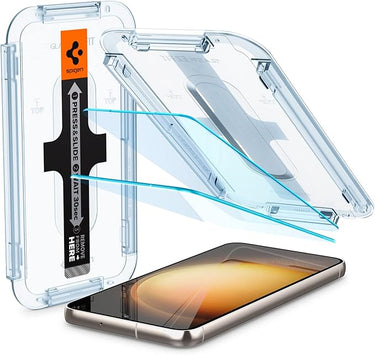 Spigen Glas.tR EZ Fit Protector Pantalla para Samsung Galaxy S23, 2 Unidades, Instalación Fácil, Alta Definición, Dureza 9H, Compatible con Funda